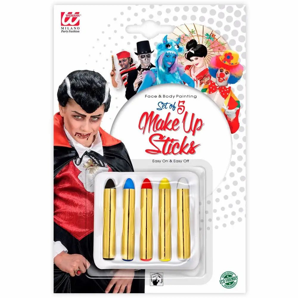 WIDMANN Schminkstifte 11 ml 5‑Stück multicolor – Kinder Party

