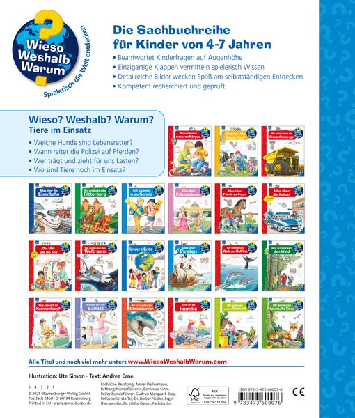 Wieso? Weshalb? Warum?, Band 16: Tiere im Einsatz - Ravensburger