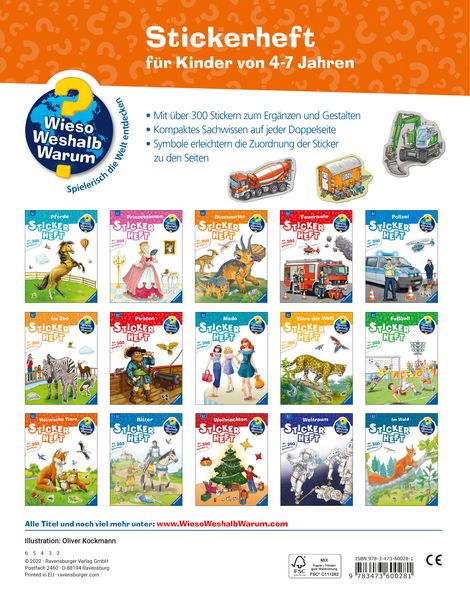 Wieso? Weshalb? Warum? Stickerheft: Fahrzeuge auf der Baustelle - Ravensburger