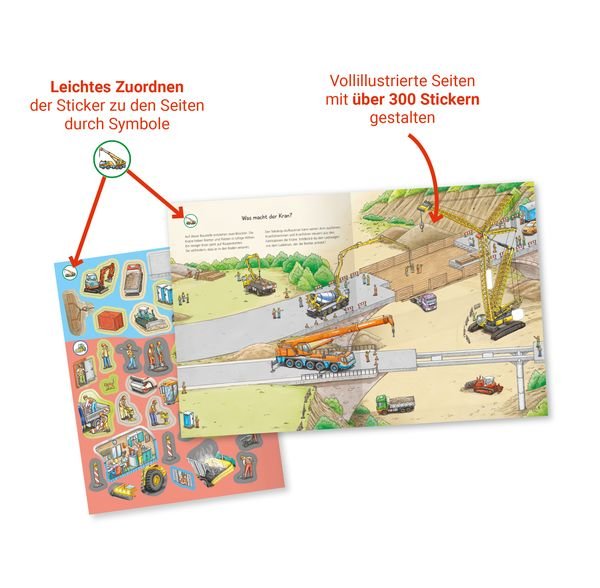 Wieso? Weshalb? Warum? Stickerheft: Fahrzeuge auf der Baustelle - Ravensburger