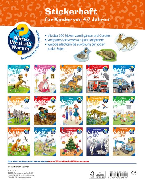 Wieso? Weshalb? Warum? Stickerheft: Heimische Tiere - Ravensburger