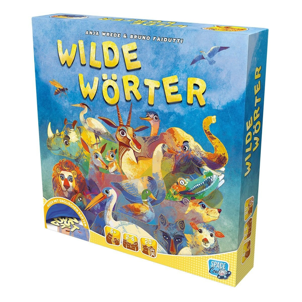 Wilde Wörter Spiel von Space Cow mit Karten und Spielmaterial
