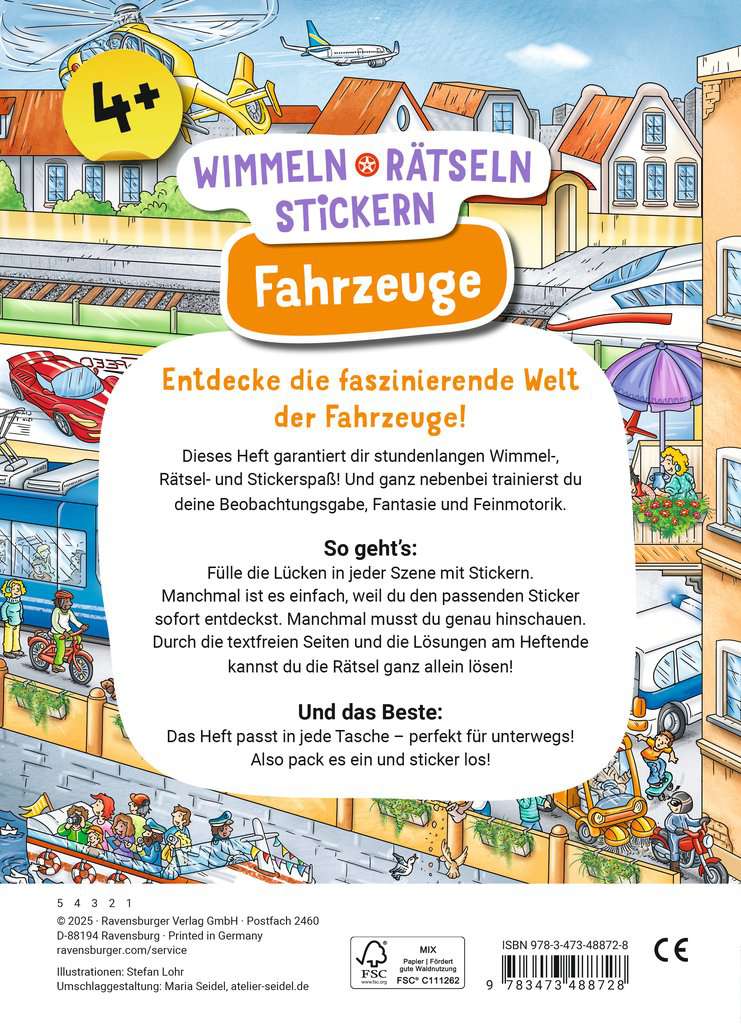 Wimmeln, Rätseln, Stickern - Fahrzeuge - Ravensburger