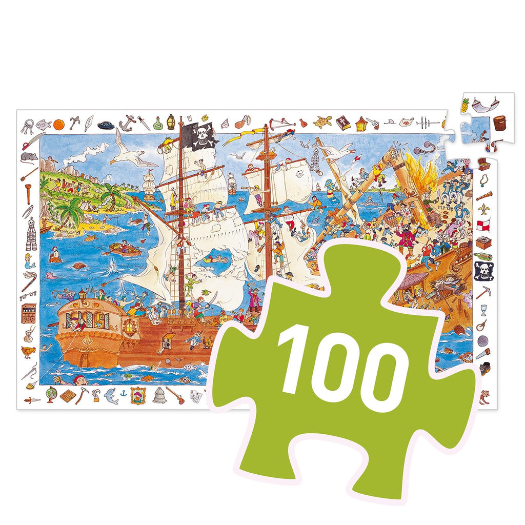 Wimmelpuzzle: Piraten - 100 Teile - Djeco