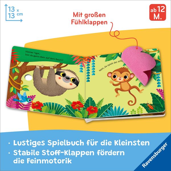 Pappbilderbuch mit Stoffklappen Tiger entdecken ab 12 Monate