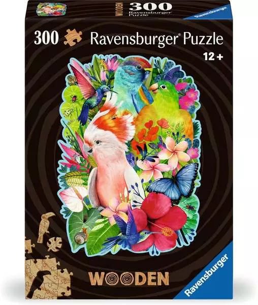 WOODEN Puzzle 300 Teile - Exotische Vögel - Ravensburger