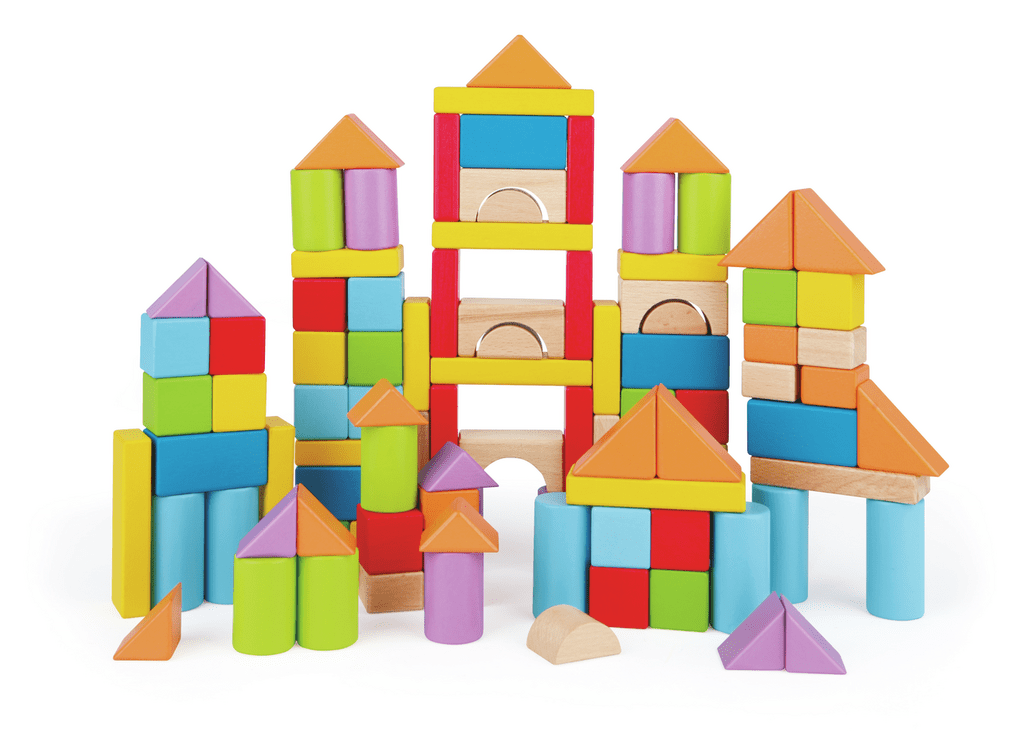 Hape Holzbausteine 101 Teile Set bunt und naturbelassen

