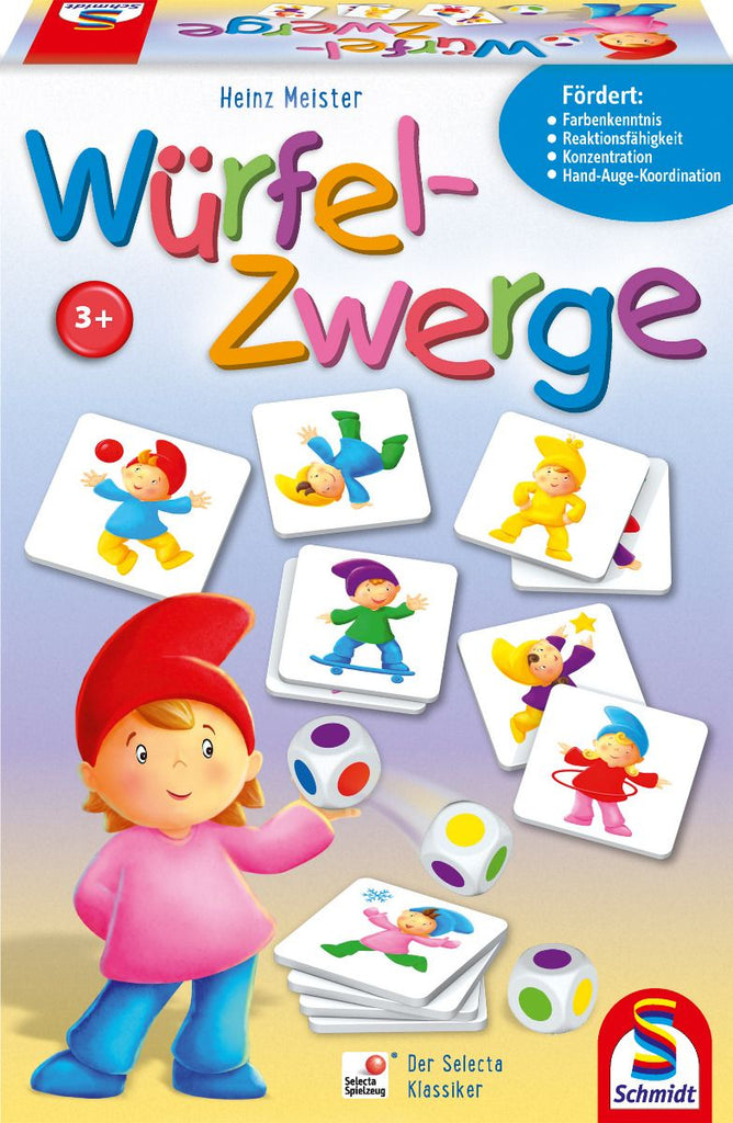 Würfelzwerge Kinderspiel ab 3 Jahren mit Farbwürfeln