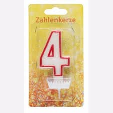 Zahlenkerze 4 - mit Halter - Idena