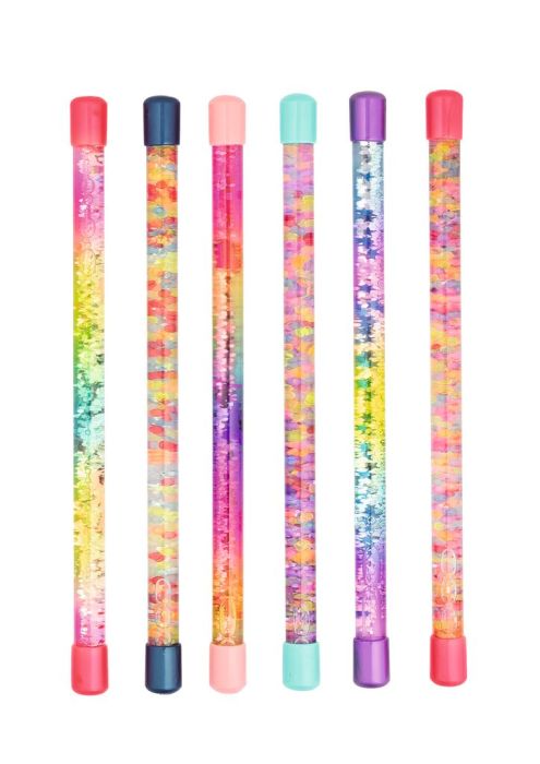 Regenbogen-Zauberstab mit Glitzerperlen für Kinder ab 3 Jahren