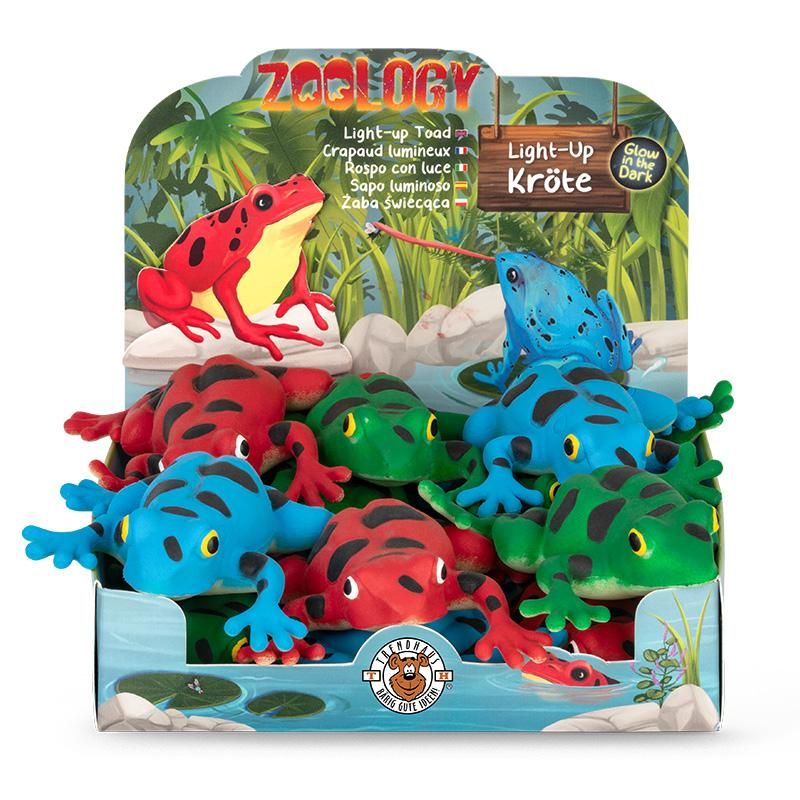 Leuchtende Stretch-Kröte mit LED-Licht in Rot, Grün und Blau
