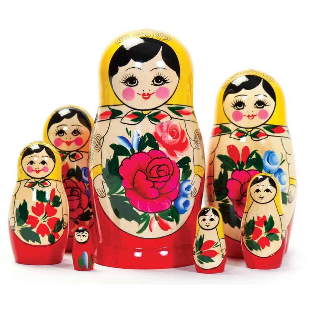 Kurioses - Matrioschka Russen Holz Puppen 7 teilig. Aurich 3065