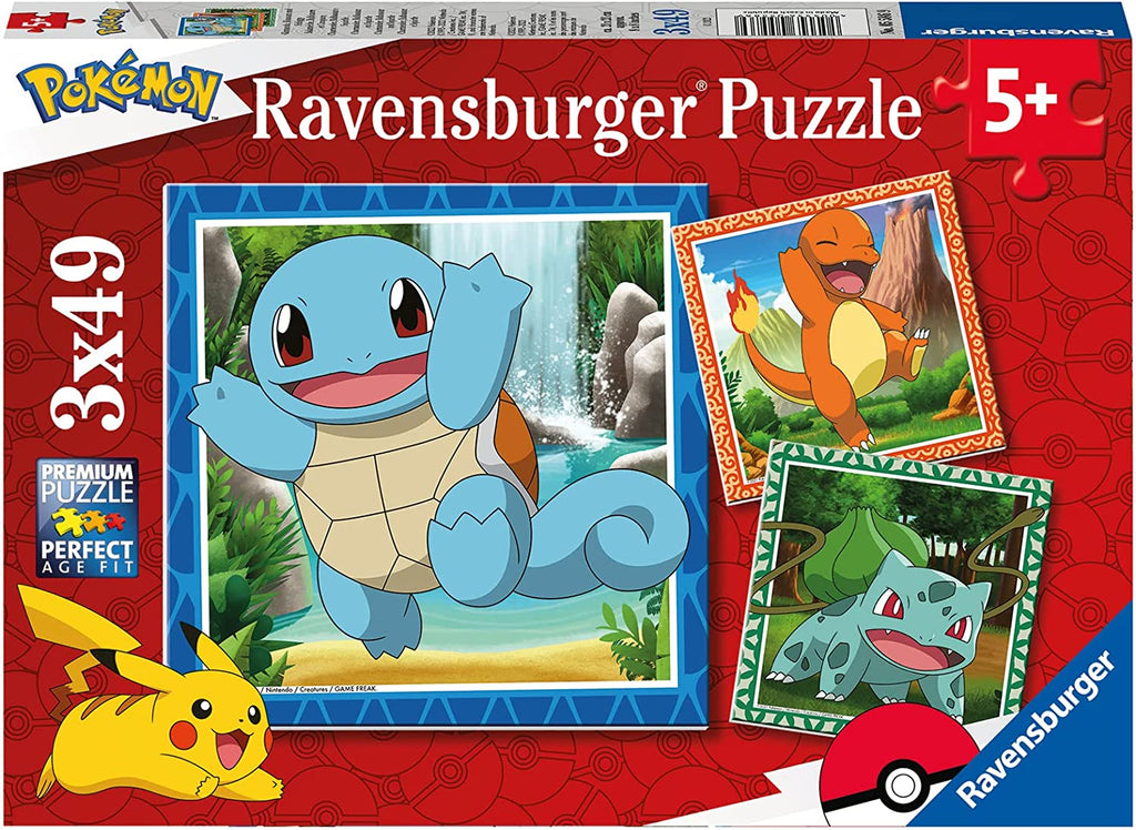 Kinderpuzzle ab 5 Pokémon Glumanda Bisasam Schiggy 3x49